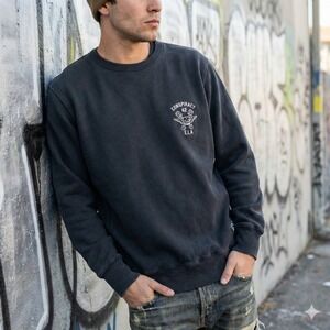 Stussy x Neighborhood Boneyards Conspiracy 42 Sweatshirt Mens Medium Black Crew